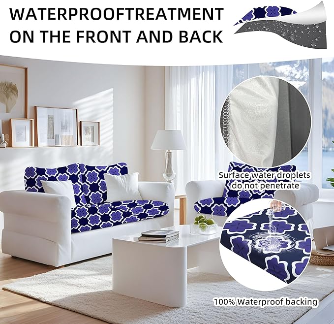 Outdoor Cushion Covers Set,8PCS Patio Furniture Couch Seat Slipcovers, Replacement for Sofa Sectional Chair(Cover，Only)
