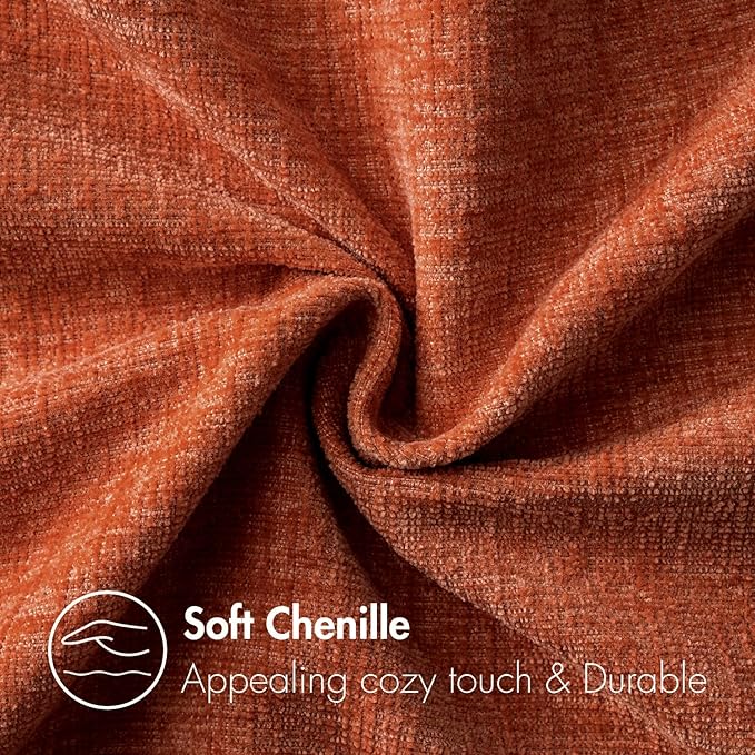 MIULEE Pack of 2 Rust Throw Pillow Covers 20x20 Inch Soft Chenille Pillow Covers for Sofa Living Room Couch Solid Dyed Cases
