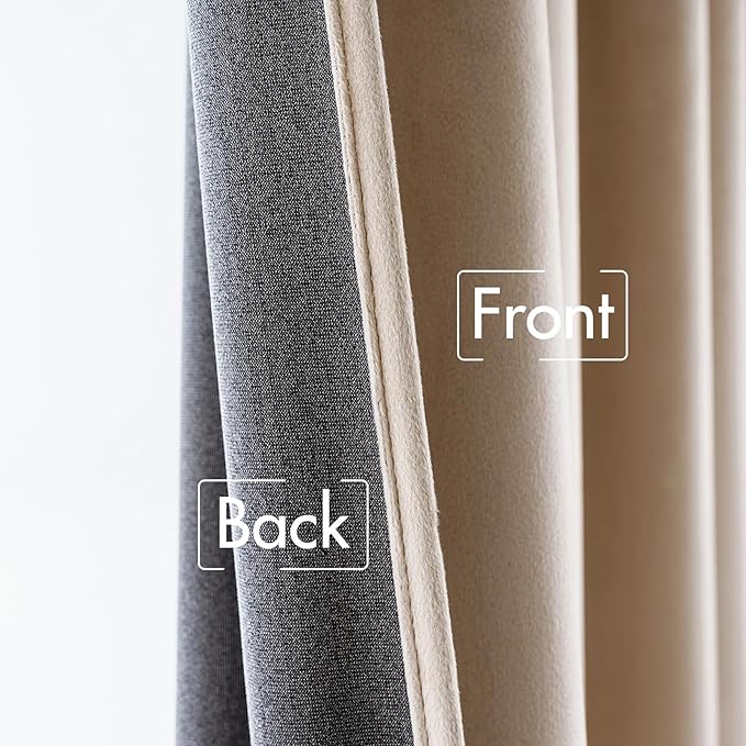 MIULEE Velvet Curtains 90 inches 2 Panels - Luxury Blackout Curtains for Bedroom Living Room Thermal Insulated Super Soft Window Drapes Rod Pocket & Back Tab, Camel Beige, W52 x L90 inch