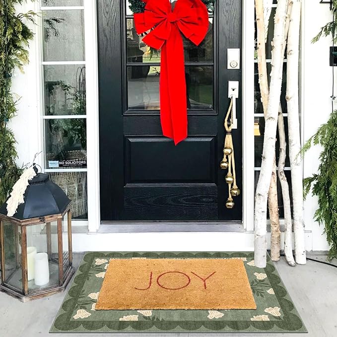 Front Door Mat Outside Entrance - 2x3 Floral Non-Slip Washable Doormat Indoor Outdoor Door Mat Spring Sage Green Floral Entry Rug Small Throw Rugs for Entryway Kitchen Front Porch Decor