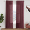 Nanspring Burgundy Linen Curtains 84 Inch Length 2 Panels Set for Living Room Rod Pocket Back Tab Light Filtering Window Drapes for Bedroom Dining Room Protect Privacy Modern Farmhouse Decor 52x84