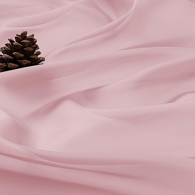 OWENIE Extra Long Blush Sheer Curtains 96 Inches Long 2 Panels Set, Soft Lightweight Airy Voile Sheer Curtain for Bedroom Living Room, Rod Pocket Solid Color Farmhouse Curtains, 59" Wx96 L Inch