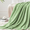 BEDELITE Fleece Blanket Twin Size – 3D Ribbed Jacquard Soft and Warm Decorative Fuzzy Blankets – Cozy, Fluffy, Plush Lightweight Throw Blankets for Couch, Bed, Sofa(Sage Green, 60x80 inches)