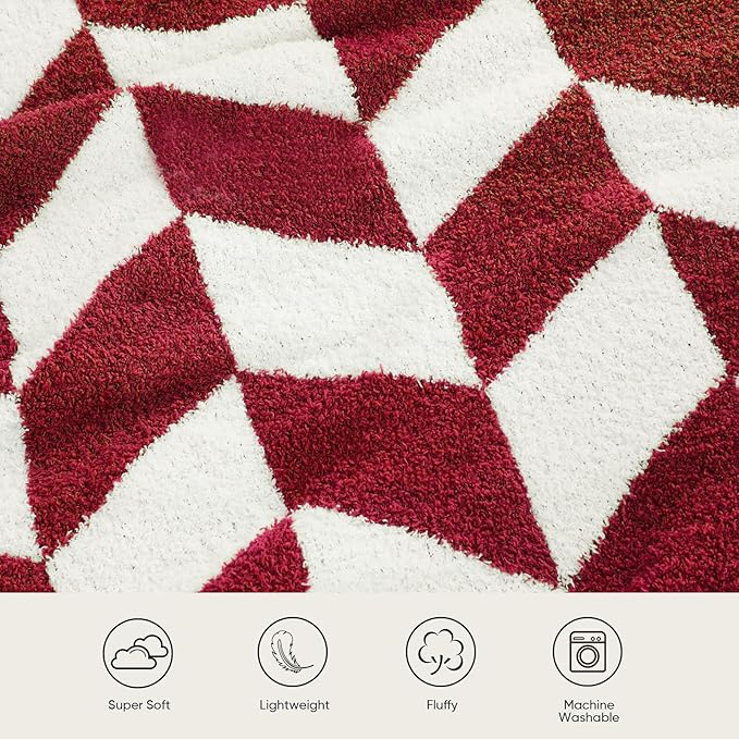 Snuggle Sac Christmas Red Blankets for Bed, Super Soft Warm Christmas Blankets Oversized Cozy Knit Fuzzy Blanket for Living Room, Red,60x80 inches