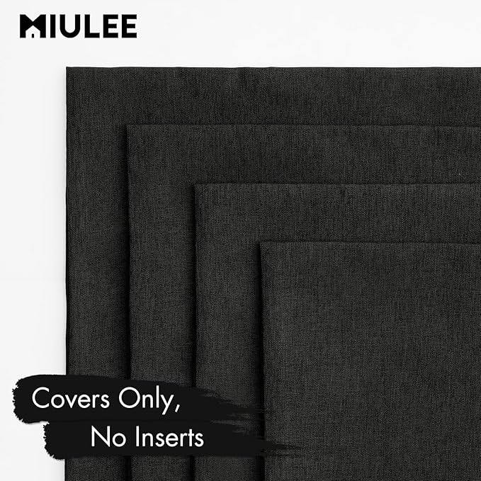 MIULEE Pack of 4 Decorative Outdoor Throw Pillow Covers Linen Waterproof Pillow Covers Farmhouse Cushion Cases for Patio Garden Tent Balcony Couch Sofa 16x16 inch Black