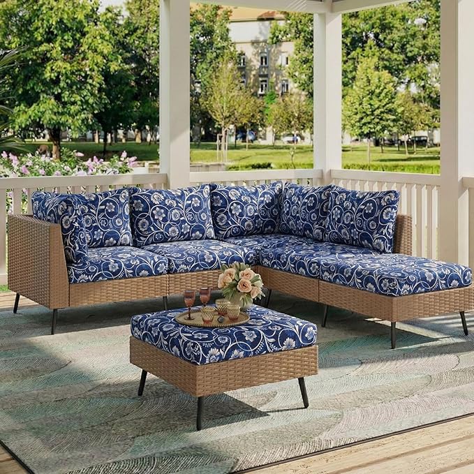 hyha Printed Couch Cushion Covers, Floral Sofa Covers Washable for 2 Cushion Couch, Stretch Pattern Outdoor Cushion Covers for Patio Furniture with Elastic Bottom(2 Packs, Baroque)