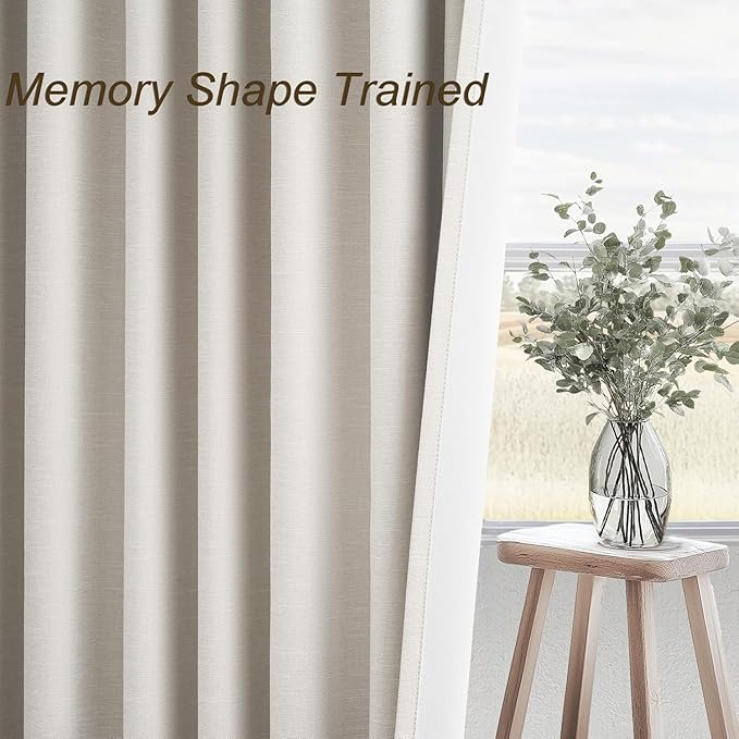 Cream Birch Blackout Curtains 72 Inches Extra Wide for Living Room 70 Inch Large Window Treatment Ivory Bedroom Window Curtain 84 Inch Long Thermal Room Darkening Heavy Drapes (72"W x 84"L 1 Panel)