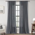 Dark Gray Curtains for Living Room Back Tab Modern Farmhouse Semi Sheer Gray Curtains 108 inches Long 2 Panels Set Muted Neutral Window Curtain for Dining Room Bedroom 52x108
