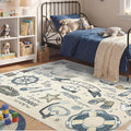 OPPODREAM Nautical Soft Area Rugs 5x7, Washable Beige Rug with Non Slip Backing, 5 x 7 Faux Cashmere Low-Pile 5x7 Carpet