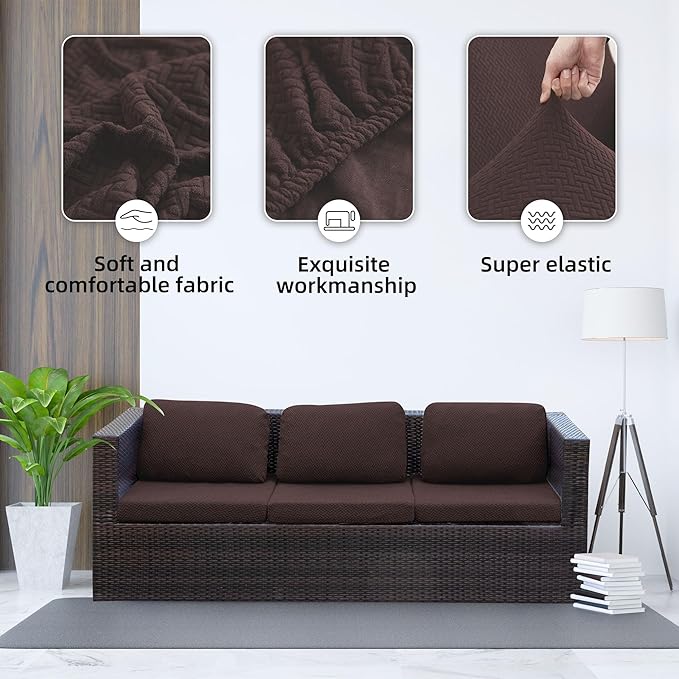Outdoor Cushion Covers Set,8PCS Patio Furniture Couch Seat Slipcovers, Replacement for Sofa Sectional Chair(Cover，Only)