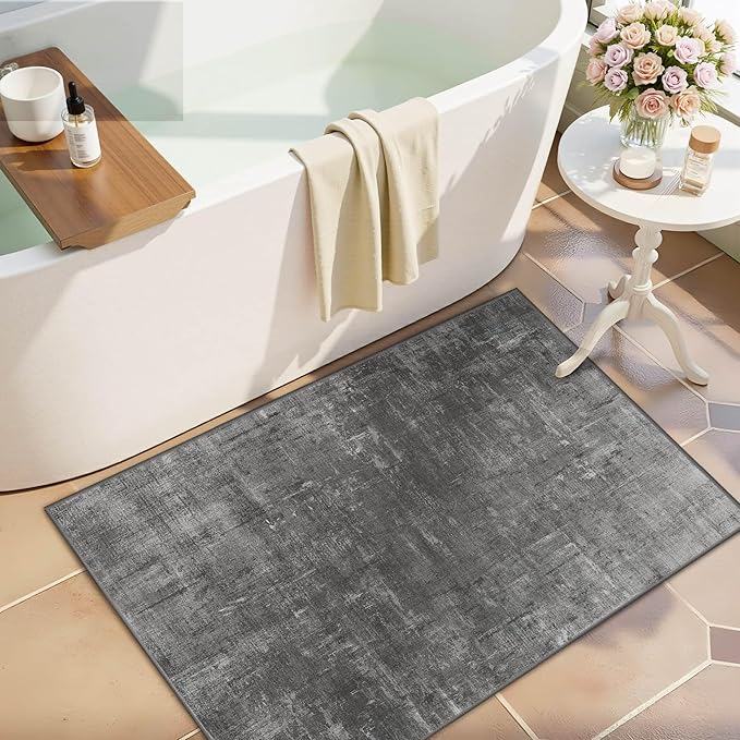 Latte&Fog 2x3 Entryway Rug, Small Modern Abstract Door Mat, Washable Kitchen Rug, Boho Non Slip Low Pile Carpet for Indoor Kitchen, Entry, Front Door and Bathroom