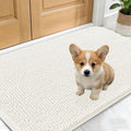 OLANLY Dog Door Mat for Muddy Paws 30x17, Absorbs Moisture and Dirt, Absorbent Non-Slip Washable Doormat, Quick Dry Chenille Mud Mat for Dogs, Entry Indoor Entryway Carpet for Inside Floor, Ivory