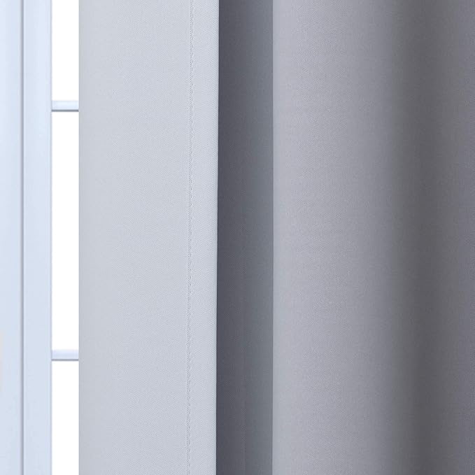 Yakamok Light Blocking Ombre Curtains, Greyish White and Black Gradient Color Curtains, Room Darkening Grommet Window Drapes for Bedroom(Black, 52x63 Inch, 2 Panels)