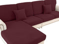 Couch Cushion Covers for Sectional Sofa L Shape Washable Separate Seat Chaise Couch Cover Stretch Sofa Slipcovers with 2 Pcs Pillowcases(2 Seater + 1 Chaise, Burgundy)