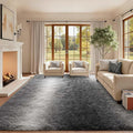 Area Rugs for Living Room, 6x9 Feet Soft Fluffy Plush Rug High Pile Non-Slip Floor Carpet for Bedroom Dorm Decor Aesthetic Grey White Gradient