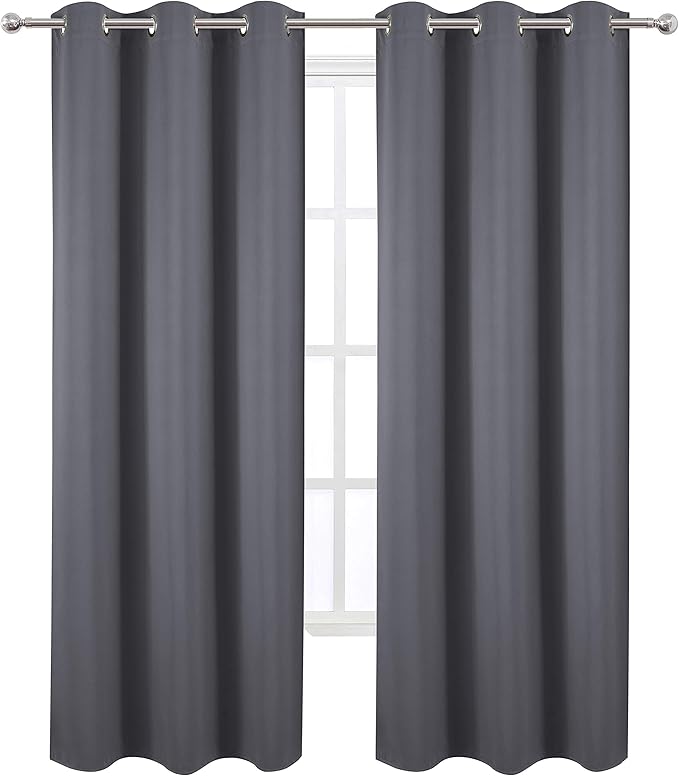 LEMOMO Grey Thermal Blackout Curtains/42 x 84 Inch/Set of 2 Panels Room Darkening Curtains for Bedroom