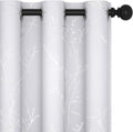 Deconovo Greyish White Curtains, Room Darkening Curtain, Thermal Insulated Soundproof Drapes, Silver Branch Print, 42 x 63 Inch Long, Grommet Window Panels for Living Room Bedroom Nursery, Set of 2