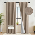 RYB HOME 100% Blackout Flax Linen Curtains, UV Protection Drapes for Bedroom, Rod Pocket & Back Tab UV Protection Drapes, Living Room & Villa Theater, Set of 2, W52 x L108, Mocha