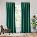 RYB HOME Bedroom Blackout Curtains 80 inches Long, 100% Blackout Thermal Insulated Noise Reducing Curtains for Living Room Nursury, 34 inches Wide by 80 inches Long, Dark Green