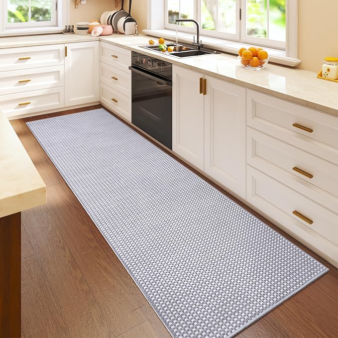 YDKGL 2x6 ft Kitchen Runner Rug Mat Non Slip Boho Woven Hallway Runner Washable, Soft Long Entryway Laundry Hall Floor Runners Rugs Carpet for Indoor Backdoor Bedroom Kitchen Living Room, Gray