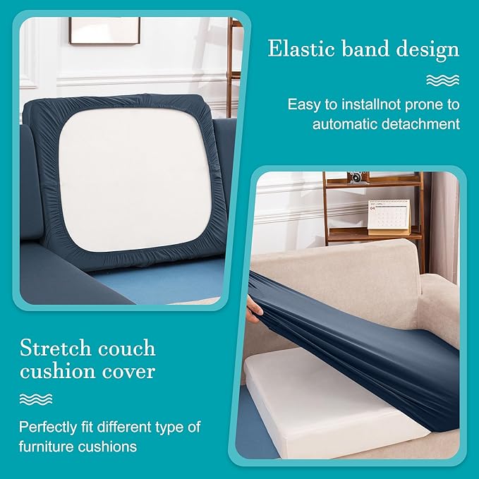 12 Pcs Stretch Patio Cushion Covers,Outdoor Couch Covers Replacement,Outdoor Couch & Sofa Slipcovers,for Patio Furniture Cushion Covers,Washable Reusable Furniture Protector (Gray Blue,Cover Only)