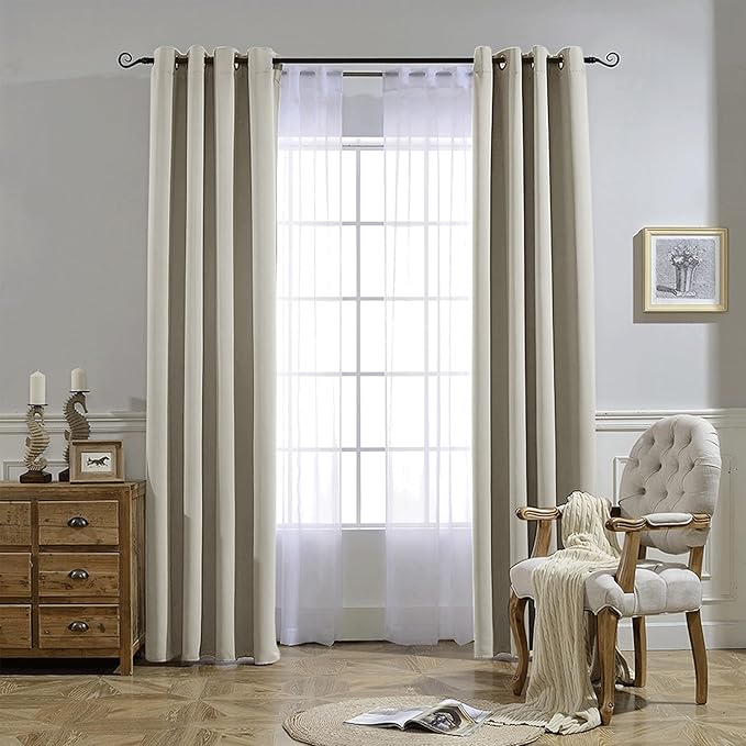 NICETOWN Room Darkening Window Curtains 72 inches Long, Thermal Insulated Grommet Room Darkening Window Treatments for Bedroom/Living Room, Natural, Set of 2, W37 x L72