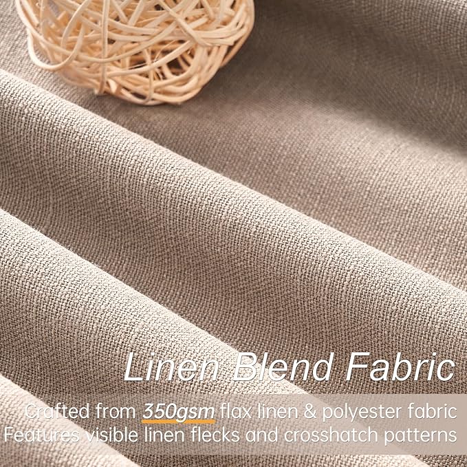 96 inch long blackout window curtains 2 Panels for bedroom 100% Black out Linen texture Curtain Vintage Farmhouse Drapes with Back Tab Rod Pocket Pinch pleated Thermal Insulated Panel for Living Room