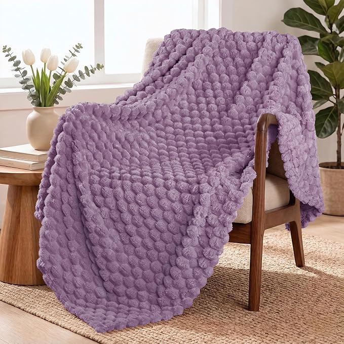 Exclusivo Mezcla Fleece Throw Blanket for Couch, Extra Large Fuzzy Grayish Purple Bed Blankets, Soft Cozy Plush Sofa Throws for All Seasons, 50x70 Inches