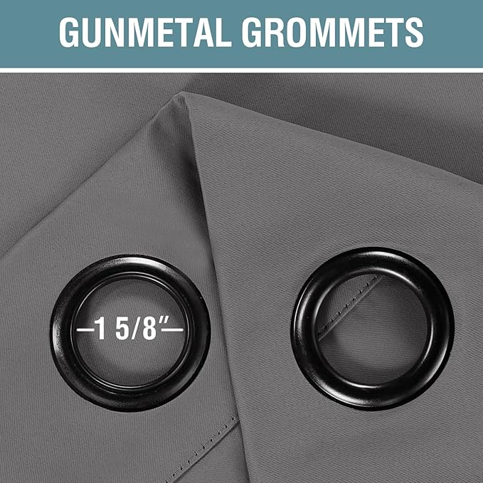 H.VERSAILTEX Blackout Curtain for Living Room Small Window Kitchen Blackout Curtains 45 inch Length Energy Saving Solid Grommet Blackout Drape, One Panel, Bluish Gray, 52" W x 45" L