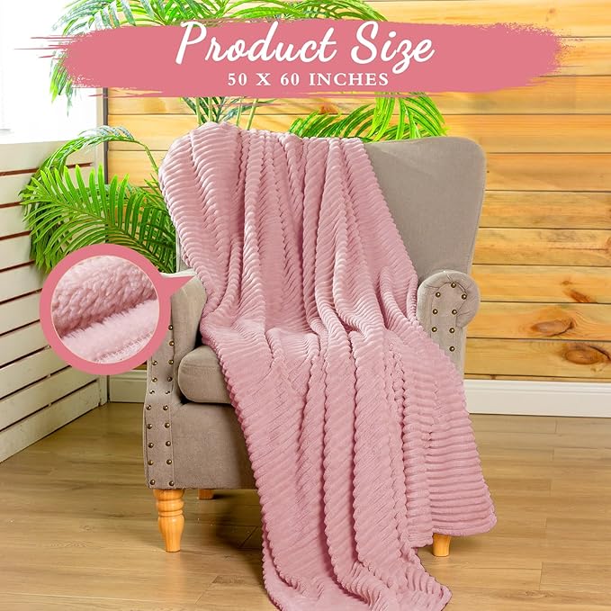 Buryeah 12 Pcs Flannel Throw Blanket Bulk 50 x 60 in Sleepover Blanket Outdoor Wedding Throw Lightweight, Oeko-tex Standard 100 Certified for Sofa Homeless Gifts (Dusty Pink)