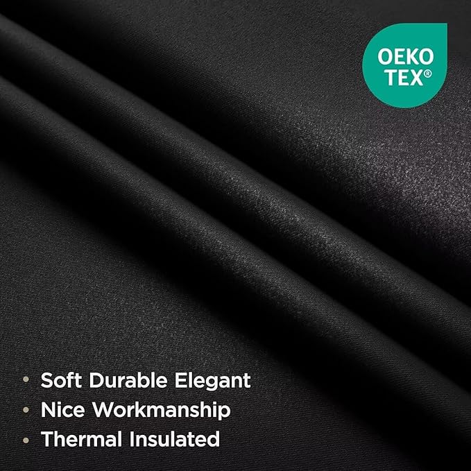 Joydeco Blackout Curtains 84 Inch Length 2 Panels Set, Thermal Insulated Long Curtains& Drapes 2 Burg, Room Darkening Drapes for Bedroom Living Room (Black, W37 x L84 Inch)