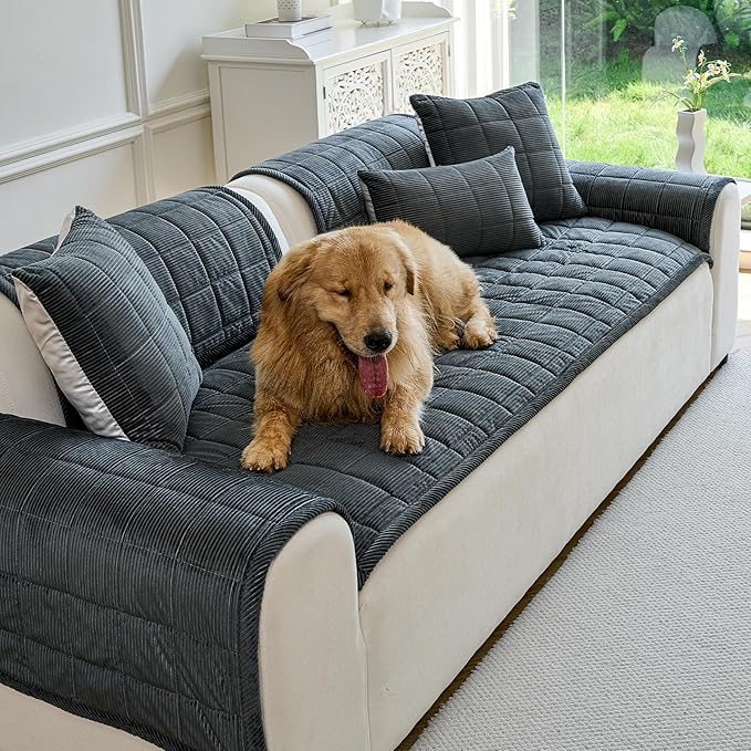 Couch Covers for Dogs Washable, Non Slip Couch Covers for Loveseat Sofa Pet Friendly, Soft Fuzzy Sofa Covers for Pet, Dog Couch Cover Furniture Protector(1PC,Dark Grey,27.6"x94.5")