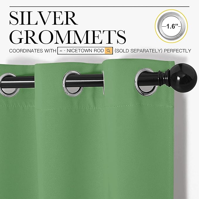 NICETOWN Froest Green Blackout Curtains 78 inches Length for Living Room, 2 Panels, 55" Wide, Thermal Insulated Decoration Drapes for Bedroom Window