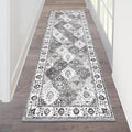 HEBE Hallway Runner Rug 2'x6' Washable Vintage Distressed Area Rugs Non Slip Laundry Rug Runner Boho Floor Carpet Runners for Hallways Entryway Laundry Room Kitchen Bathroom