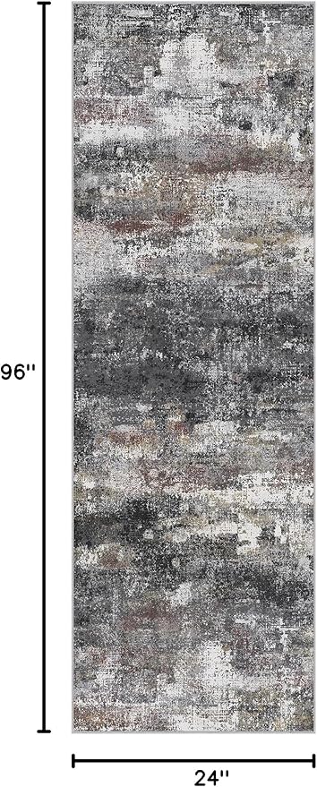 BEIMO Runner Rug for Hallway Kitchen 2x8 Machine Washable Runners Rug for Entryway, Dark Gray Soft Modern Abstract Throw Rugs, Floor Carpet with Non Slip Rubber Backing