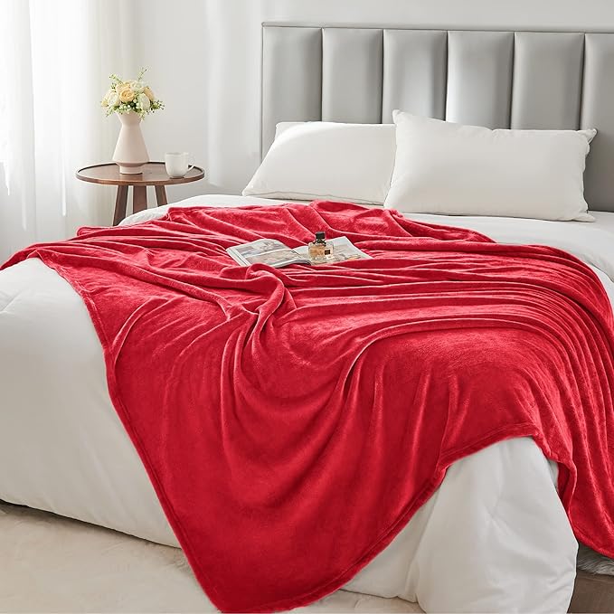 BEDELITE Fleece Blanket Red Throw Blanket for Couch & Bed, Luxury Plush Cozy Fuzzy Blanket 50" x 60", Super Soft Warm Lightweight Throw Blanket for Travel Camping