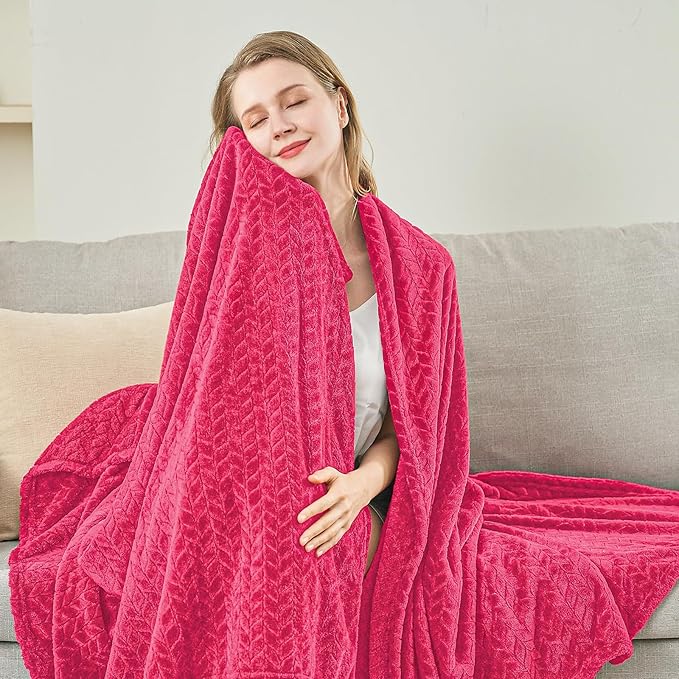 inhand Hot Pink Fleece Throw Blanket for Women, Super Soft Cozy Blankets for Mom, All Season Lightweight Fuzzy Blanket for Couch Sofa Chair, 50×60 Inches
