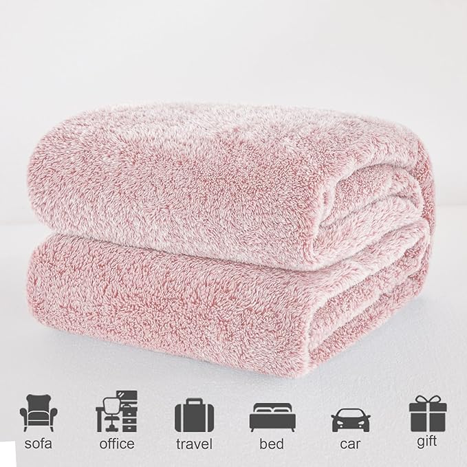 Exclusivo Mezcla Plush Fuzzy Fleece Bed Blanket King Size, Super Soft, Fluffy and Warm Blankets for Couch, Bed, All Season (Mixed Pink, 90x104 inches)