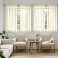 MIULEE Light Cream Sheer Curtains 63 Inches Long, 4 Panels Set, Light Filtering Rod Pocket Voile Drapes for Living Room and Bedroom, Airy Soft Fabric Window Treatments, 42 x 63 Inches