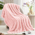 EXQ Home Fleece Throw Blanket for Couch or Bed - 3D Imitation Turtle Shell Jacquard Decorative Blankets - Cozy Soft Lightweight Fuzzy Flannel Blanket Suitable for All Seasons(50"×60",Pink)