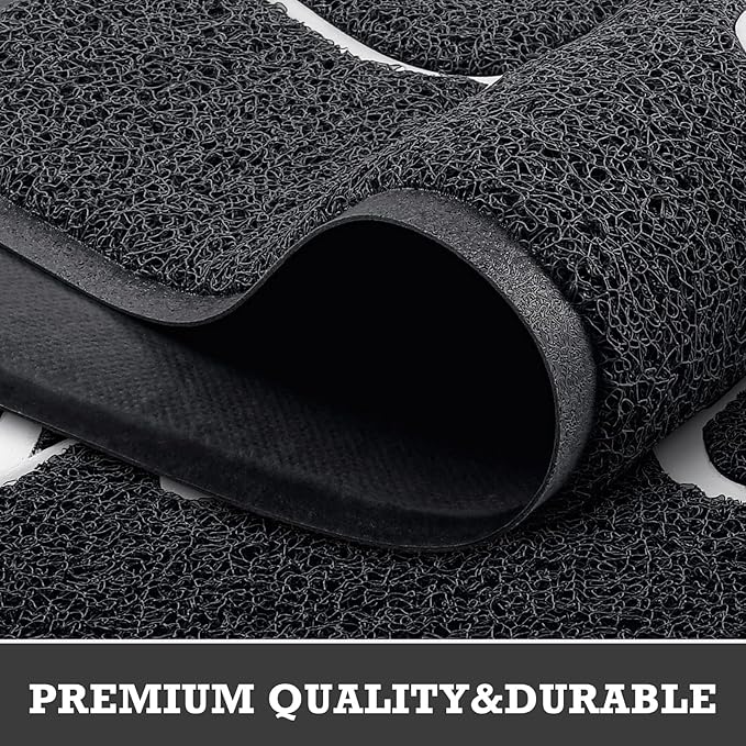 CozyBounty Black Door Mat Welcome Mats Outdoor Indoor Non-Slip Doormat for Entryway Low-Profile Floor Mat for Yard, Garage, High Traffic Areas (30"x17.5", Black)