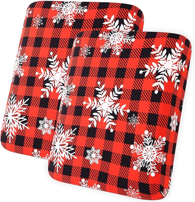 hyha Printed Couch Cushion Covers, Floral Sofa Covers Washable for 2 Cushion Couch, Stretch Pattern Outdoor Cushion Covers for Patio Furniture with Elastic Bottom(2 Packs, Checkered Snowflake)
