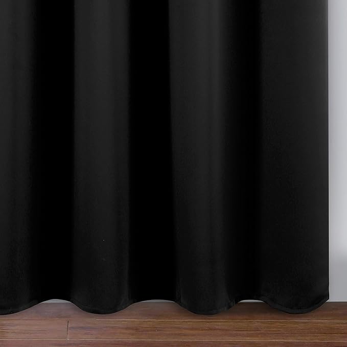 LEMOMO Black Thermal Blackout Curtains/42 x 95 Inch/Set of 2 Panels Room Darkening Curtains for Bedroom