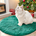OLANLY Teal Green Round Rugs for Bedroom - Machine Washable, 2 ft Circle Area Rugs for Living Room, Soft and Fluffy Shaggy Carpet for Teen Girl and Boys, Nursery Rooms, Dorms, Home Decor Aesthetic