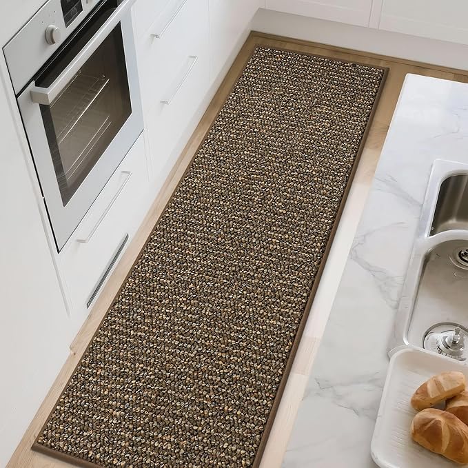 BEQHAUSE Kitchen Runner Rugs 24"x72", Non-Slip Kitchen Mats for Floor, Super Absorbent and Stain Resistant Kitchen Rug, Machine Washable Rugs for Kitchen, Hallway, Laundry & Sink, Brown