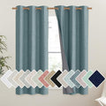 NICETOWN 100% Absolutely Blackout Linen Curtains with Thermal Insulated Liner, Skylark Blue, 42" Wide, 54" Length Energy Saving Curtains for Dining Room 2 Panels Set, Vertical Blinds