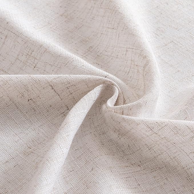 MIULEE Natural White Linen Curtains 72 Inch Length for Bedroom Living Room, Soft Thick Linen Textured Window Drapes Semi Sheer Light Filtering Rod Pocket Back Tab Farmhouse Cream Ivory, 2 Panels