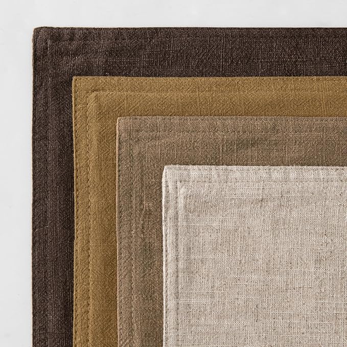 MIULEE Neutral Gold/Brown Linen Pillow Covers Pack of 4 Decorative Natural Throw Pillow Covers Soft Accent Boho Farmhouse Couch Pillowcases Modern Spring Decor for Living Room Bed Sofa 18x18 Inch