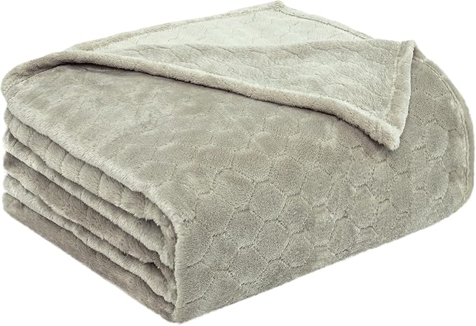 TOONOW Fleece Blanket Super Soft Cozy Throw Blanket 50" x 60", Lightweight Fuzzy Comfy Textured Flannel Blanket Warm Plush Throw Blankets for Couch, Sofa, Bed, Pumice Stone