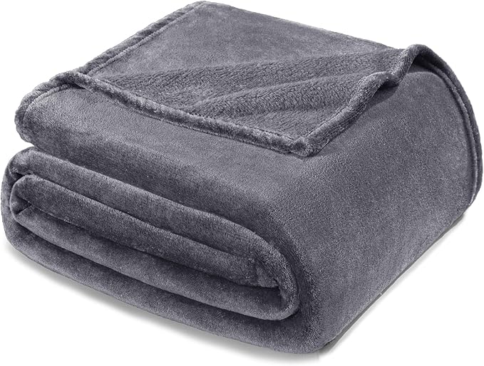 Exclusivo Mezcla Fleece Blanket Twin Size for Bed, Super Soft and Warm, All Season, Cozy, Plush, Lightweight, 60x80 Inches Dark Grey